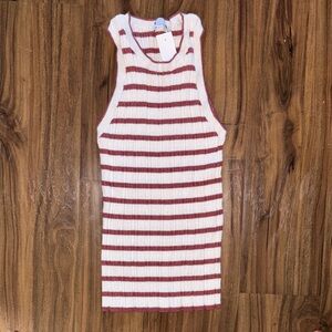 Ann Taylor Burgundy and Cream Striped Knit Top